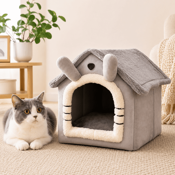 cat beds for indoor cats Foldable Dog House Kennel Bed Mat For Small Medium Dogs Cats Winter Warm Chihuahua Cats Den Pet Products Basket Puppy Cave Sofa