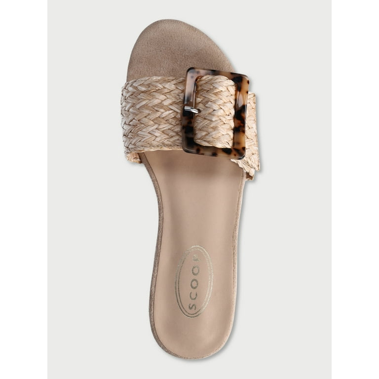 サンダル・ミュール BUCKLE SLIDE SANDALS Scoop Women's Buckle Slide Sandals - Walmart.com
