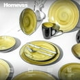 thumbnail image 3 of HomeVss, Stoneware Sonoma 16pc Dinnerware Set, Black + Speckled Spin Wash Green, 3 of 7