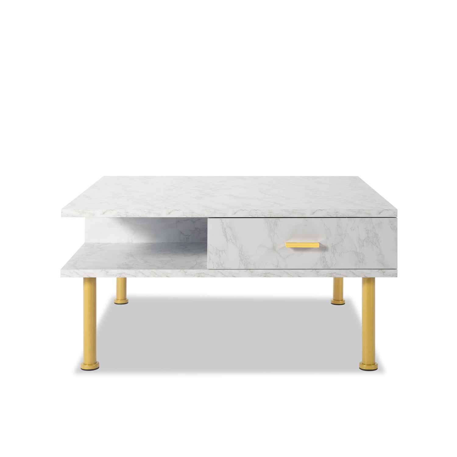 Kadyn 31.5" Square Coffee Table, MDF Living Room Tables for Living Room, Modern MDF Coffee Table with Drawer, White Kadyn 31.5" Square Coffee Table, MDF Living Room Tables for Living Room, Modern MDF Coffee Table with Drawer, White