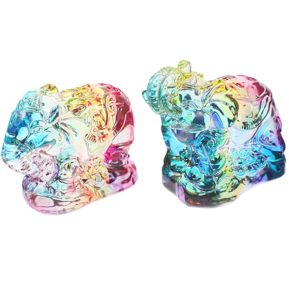 FRCOLOR Elephant Figurine Decor Crystal Glass Home Decoration with Unique Shape and Good Luck 2 Pieces