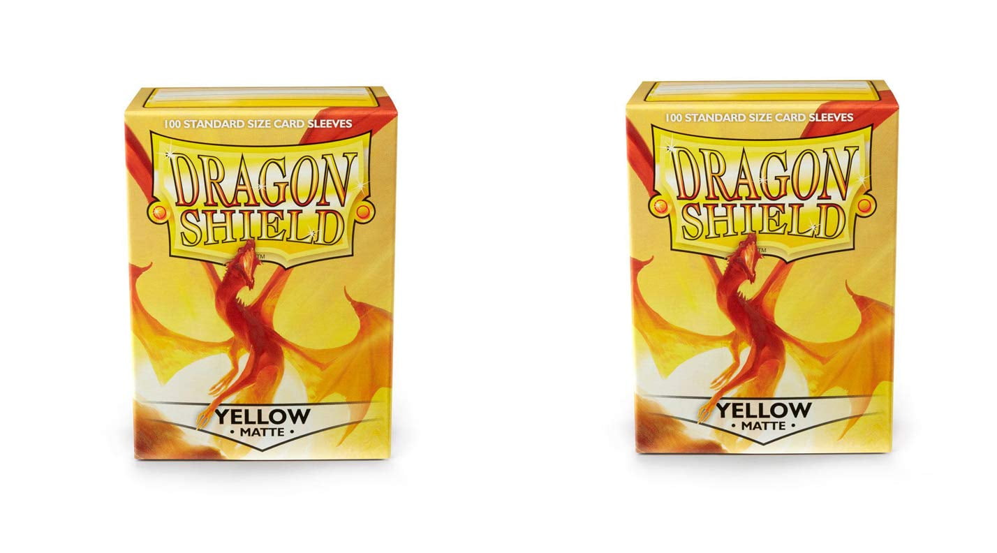 2 Packs Dragon Shield Matte Yellow Standard Size 100 ct Card Sleeves Value Bundle!