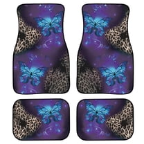 Xoenoiee Universal Carpet Automotive Floor Mats for Women, Butterfly and Leopard Print Car Floor Contour Liners Floor Mats for Car SUV Truck & Van, All Weather Protection