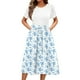 thumbnail image 1 of WILLBEST Vestido Elegante Floral Para Mujer, Vestido Midi De Manga Corta Con Cuello Redondo, Vestido Playero De Corte A, Ligero, Largo Hasta La Rodilla Con Bolsillos., 1 of 3