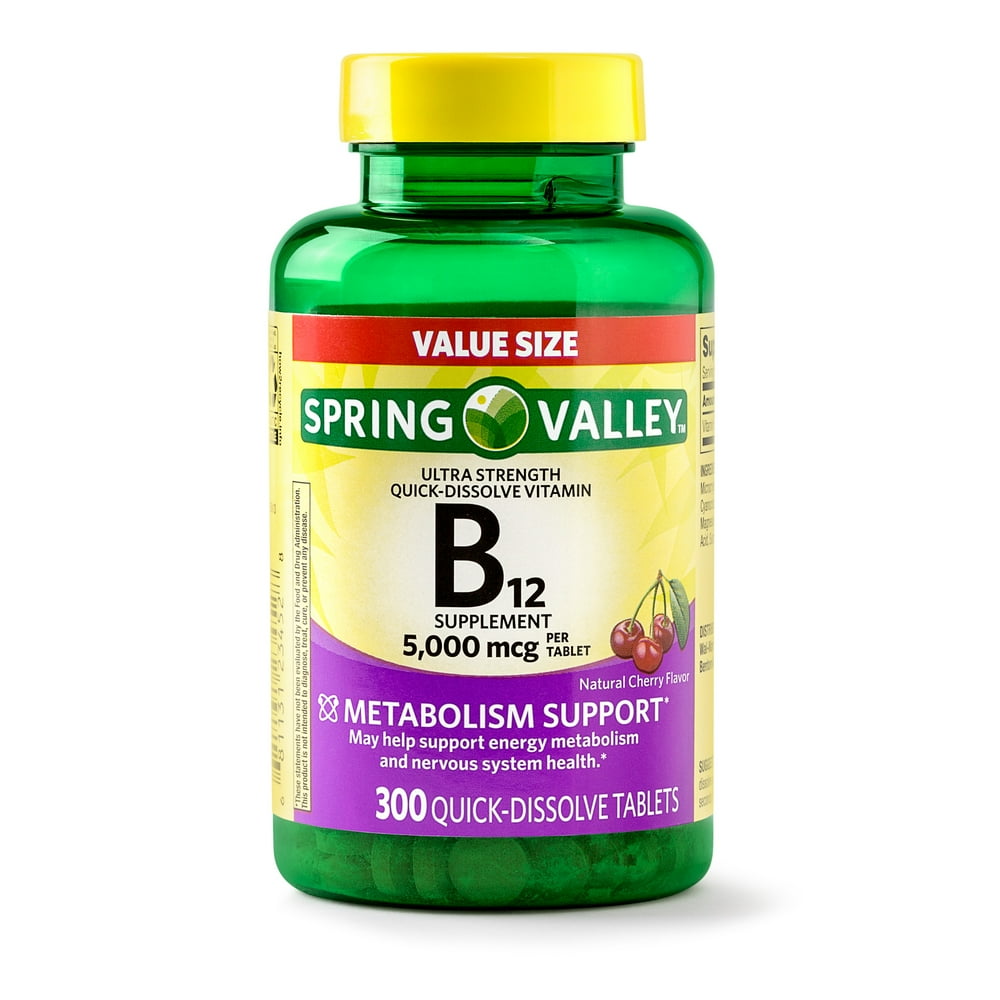 Spring Valley Vitamin B12 Tablets, 5000mcg, 300 Count