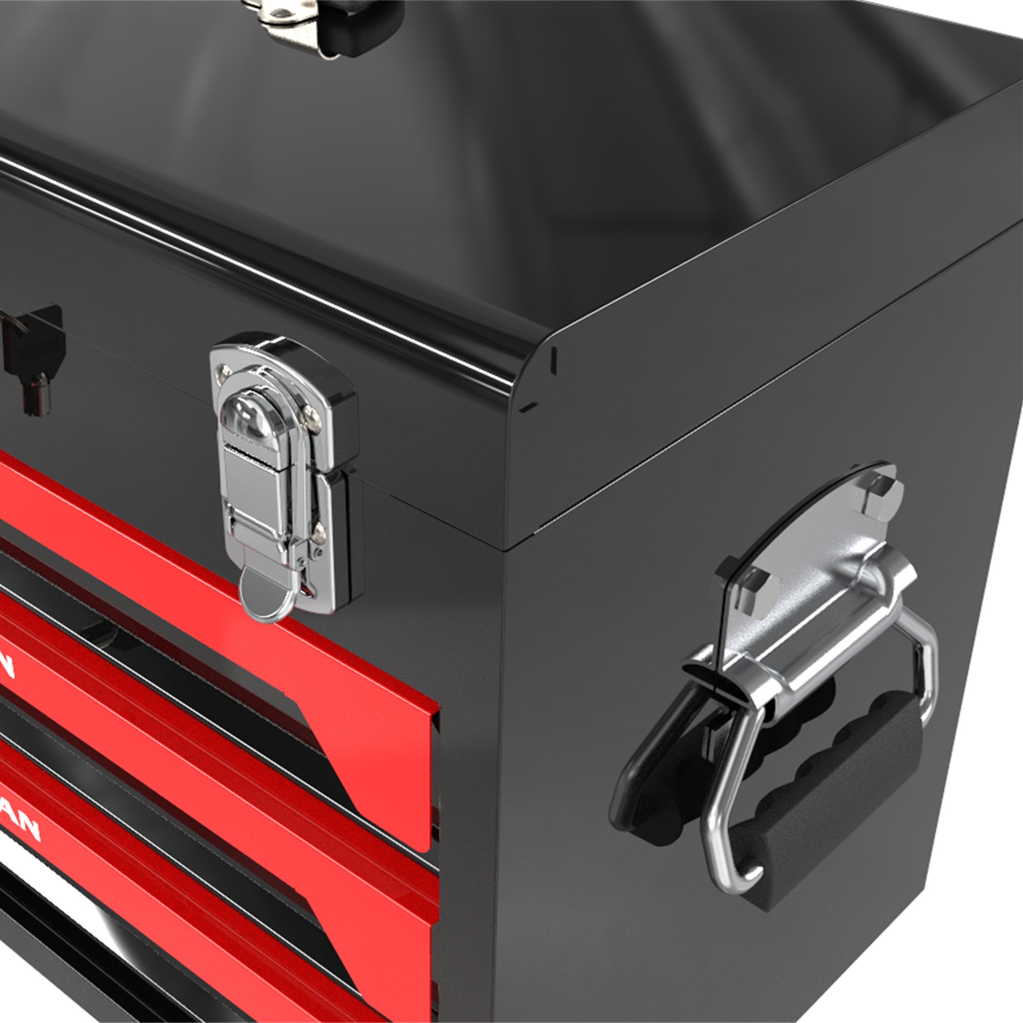 Aukfa 439-Piece Mechanics Tool Set, 3 Drawer Tool Organizer Metal Box w/ Tool Kit for Home, Auto Repair, Red