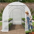 thumbnail image 5 of Zateety 15' X 7' X 7' Walk-In Tunnel Greenhouse, Large Garden Hot House Kit with 6 Roll-up Windows & Roll Up Door, Steel Frame, White, 5 of 9