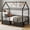 Black, variant on Miniyam Twin House Bed Frame with 6 Storage Drawers and Star Moon Lights, Metal Platform Bed, Black