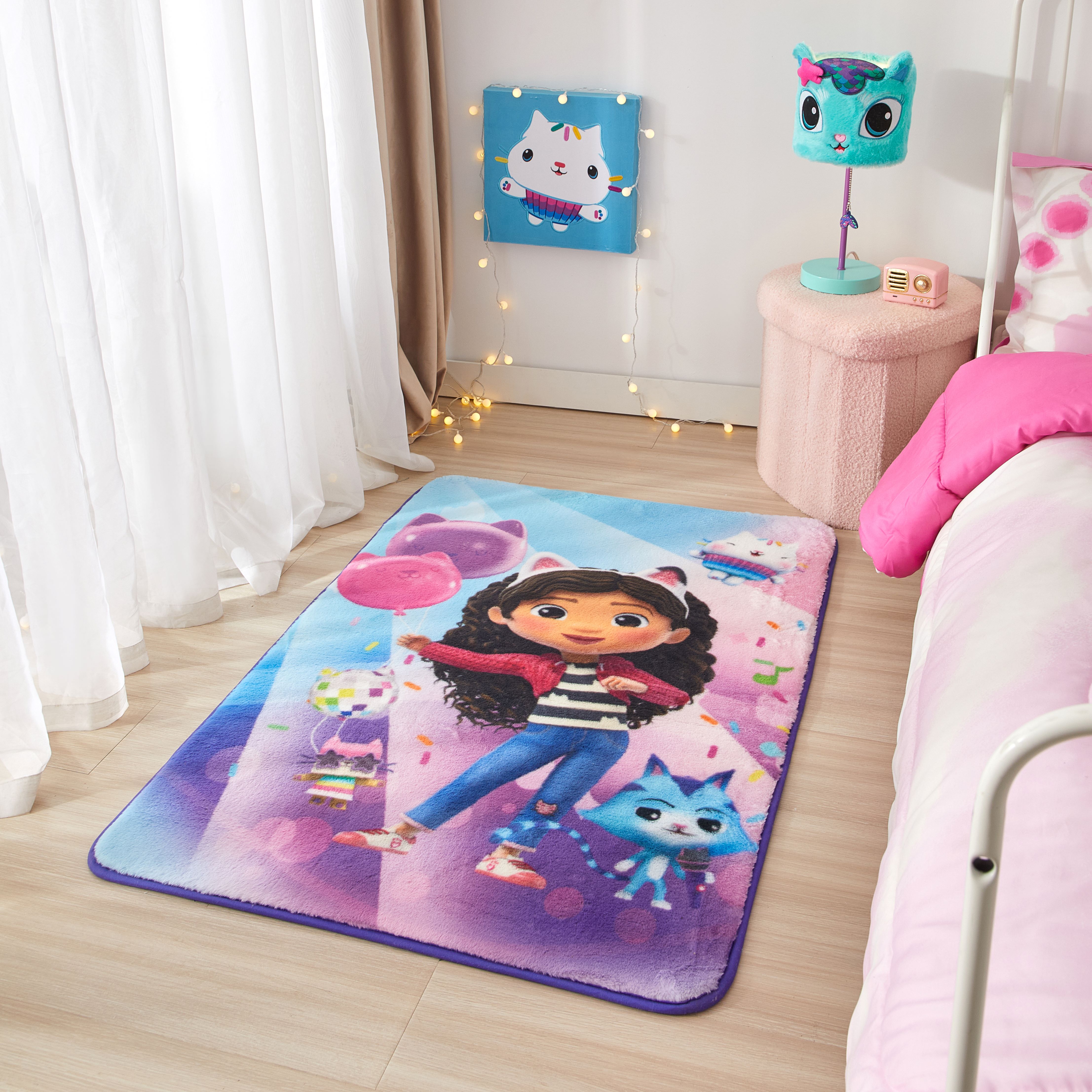 DreamWorks Gabby's Dollhouse Faux Fur Rug for Kid's Bedroom or Playroom, 30" x 46"