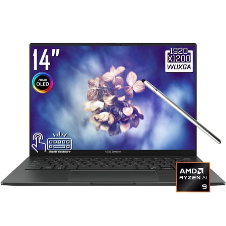ASUS Zenbook 14 AI Laptop, 14" 2K 1920 x 1200 OLED Touchscreen, AMD Ryzen AI 9 465, WiFi 6E, Backlit KB, FHD IR Webcam, Stylus Pen, Win 11 Home (16GB DDR5 RAM | 512GB SSD)