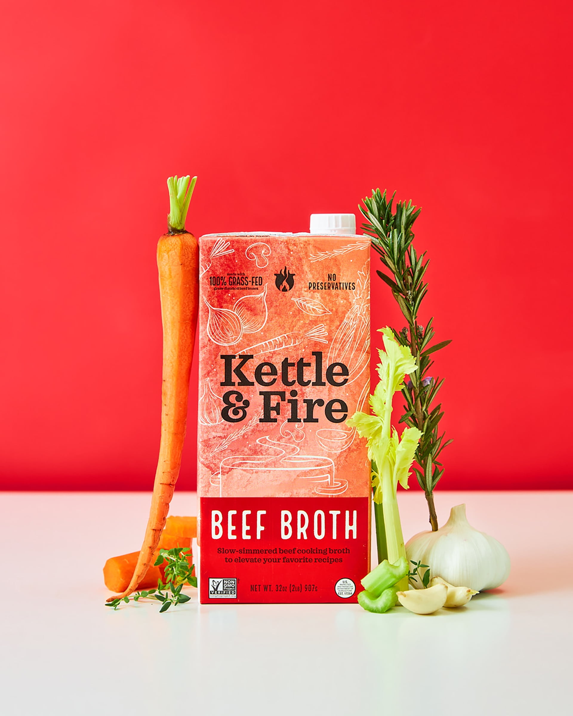(3 pack) Kettle & Fire Beef Cooking Broth, Shelf-Stable, 32 oz