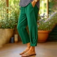 thumbnail image 4 of Women's Pants Fashion Casual Pants For Women Cotton And Linen Casual Loose Solid Color Elastic Waist Pocket Straight Leg Pants, 4 of 4