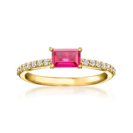 Pure Collection by Ross-Simons 0.70 Carat Lab-Grown Pink Sapphire Ring With .20 ct. t.w. Lab-Grown Diamonds in 18kt Gold Over Sterling, Women's, Adult