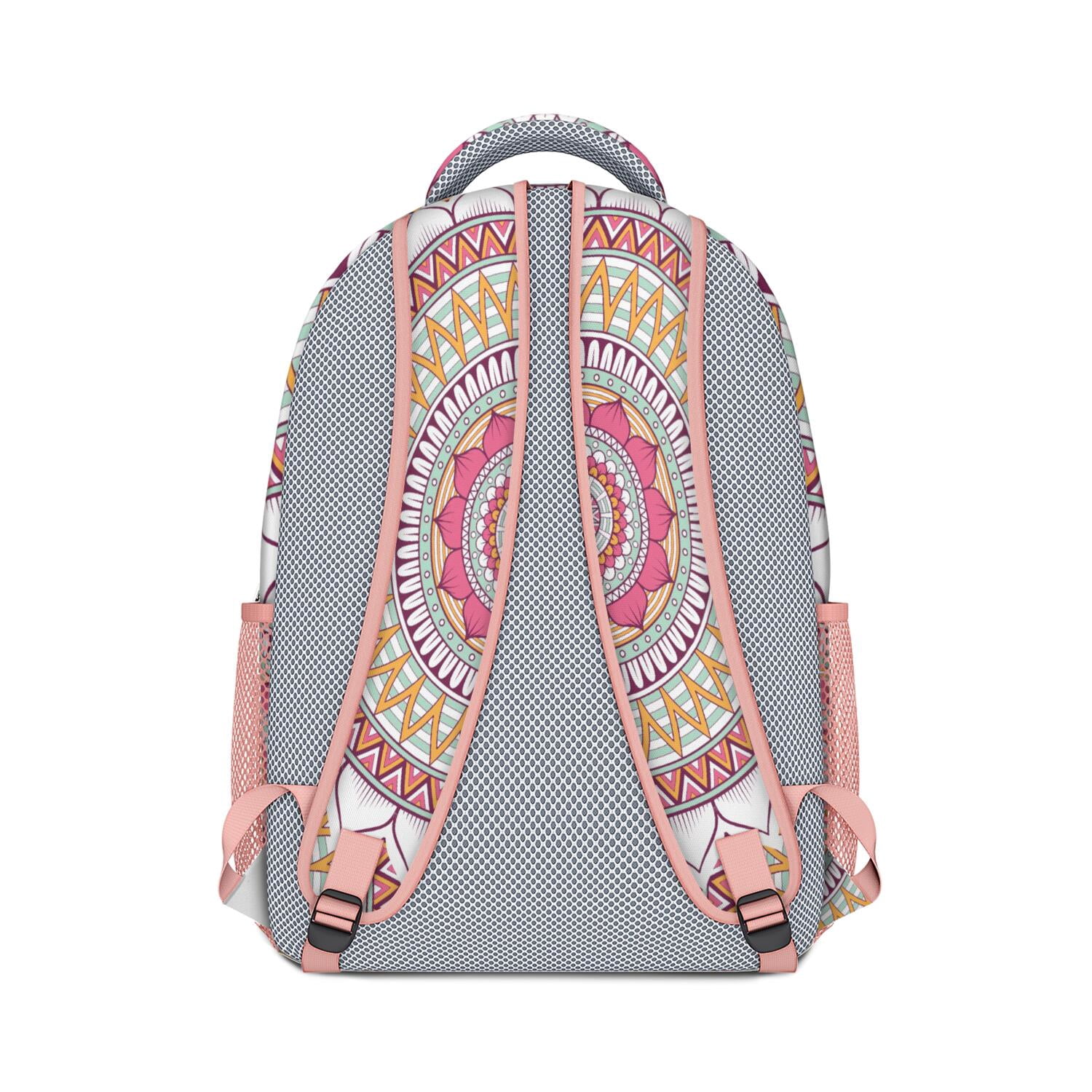 Symmetrical Ethnic Mandala Student Backpack - Breathable Ergonomic School Bag for Commuters