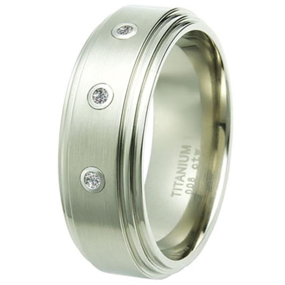 Titanium Diamond Band Ring Size - 10