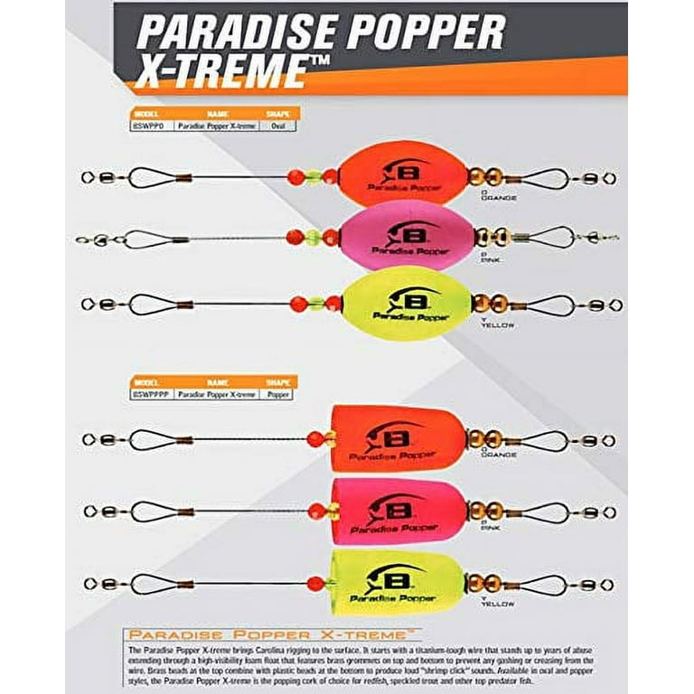Bomber Lures Paradise Popper X-Treme Popping Cork Float for Carolina Rig,  Saltwater Fishing Gear and Accessories, Yellow, Oval 
