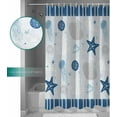 thumbnail image 2 of Shower Curtain Waterproof Shower Curtain for Bathroom,Bathtub,Shower, Blue Marine Life Shell Coral Conch Ocean Striped Shower Curtain Set with Hooks for Home Decoration 72x72 Inch, 2 of 5