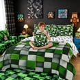 thumbnail image 5 of Meiyoeat 3D Textured Green Block Pattern Queen Bedding 7pcs, Modern Moss Cube Print Bedding Comforter Set Queen, 5 of 6