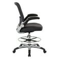 thumbnail image 2 of Mesh Black Back Fabric Drafting Chair Faux Leather Seat Adjustable Foot Ring, 2 of 4