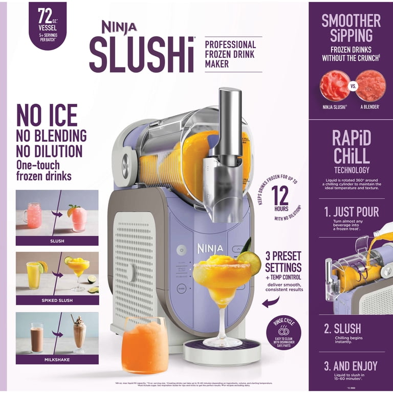 Open Box) Ninja SLUSHi 72-Oz Frozen Drink Machine with RapidChill Technology, 3 Presets, Dishwasher Safe, Slushy Maker, FS300PL Purple