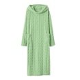 thumbnail image 3 of Women's Hooded Fleece Bathrobe Long Sleeve Cable Knit Textured Robe with Pockets Cozy Homewear for Fall Winter, 3 of 8