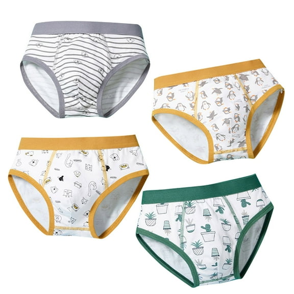 POIUYTR 4 Pack Toddler Boys' Cotton Briefs Soft Printed Cotton Underwear Comfort and Breathable