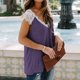 thumbnail image 5 of Camiseta de mujer Encaje Cuello en V Sin mangas Casual Loose Girl Summer Top, Morado, S Advancent  AP001333-11, 5 of 5