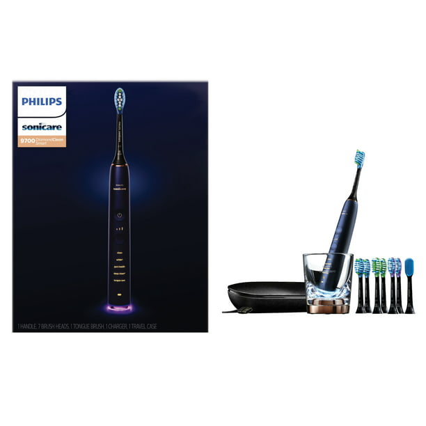 evenwichtig Begrijpen tong Philips Sonicare Diamondclean Smart Electric, Rechargeable Toothbrush For  Complete Oral Care, with Charging Travel Case, 5 Modes, and 8 Brush Heads –  9700 Series, Lunar Blue, HX9957/51 - Walmart.com