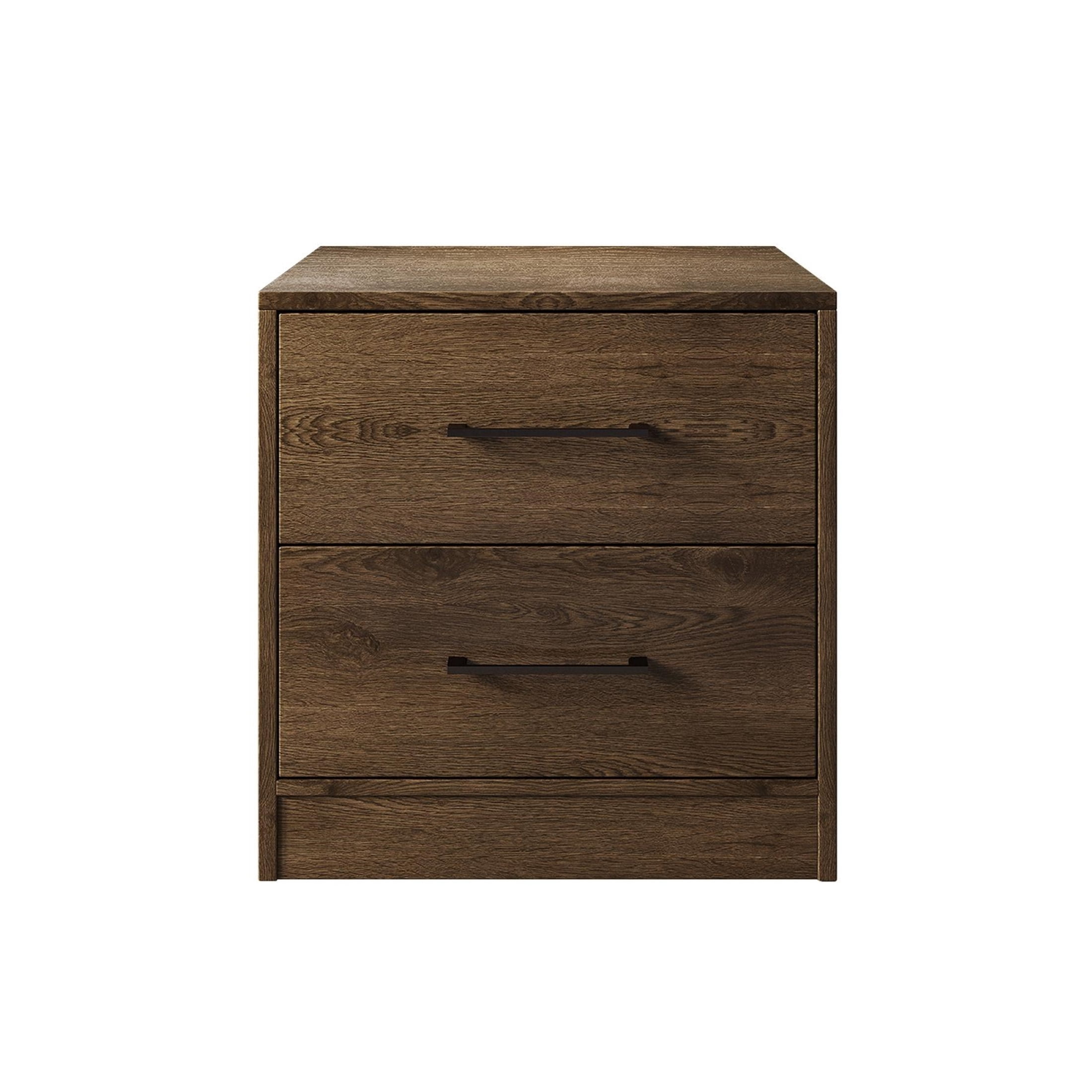 Castle Place Minimalist 2 Drawer Wooden Nightstand, Walnut