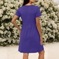 thumbnail image 4 of Antinious Women Solid V-Neck Short Sleeve Pocket Loose Casual Dress, 4 of 5