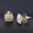 thumbnail image 1 of Round Pink Crystal Quartz Gem Beads Gold-Color Earring for Women Jewelry, 1 of 6