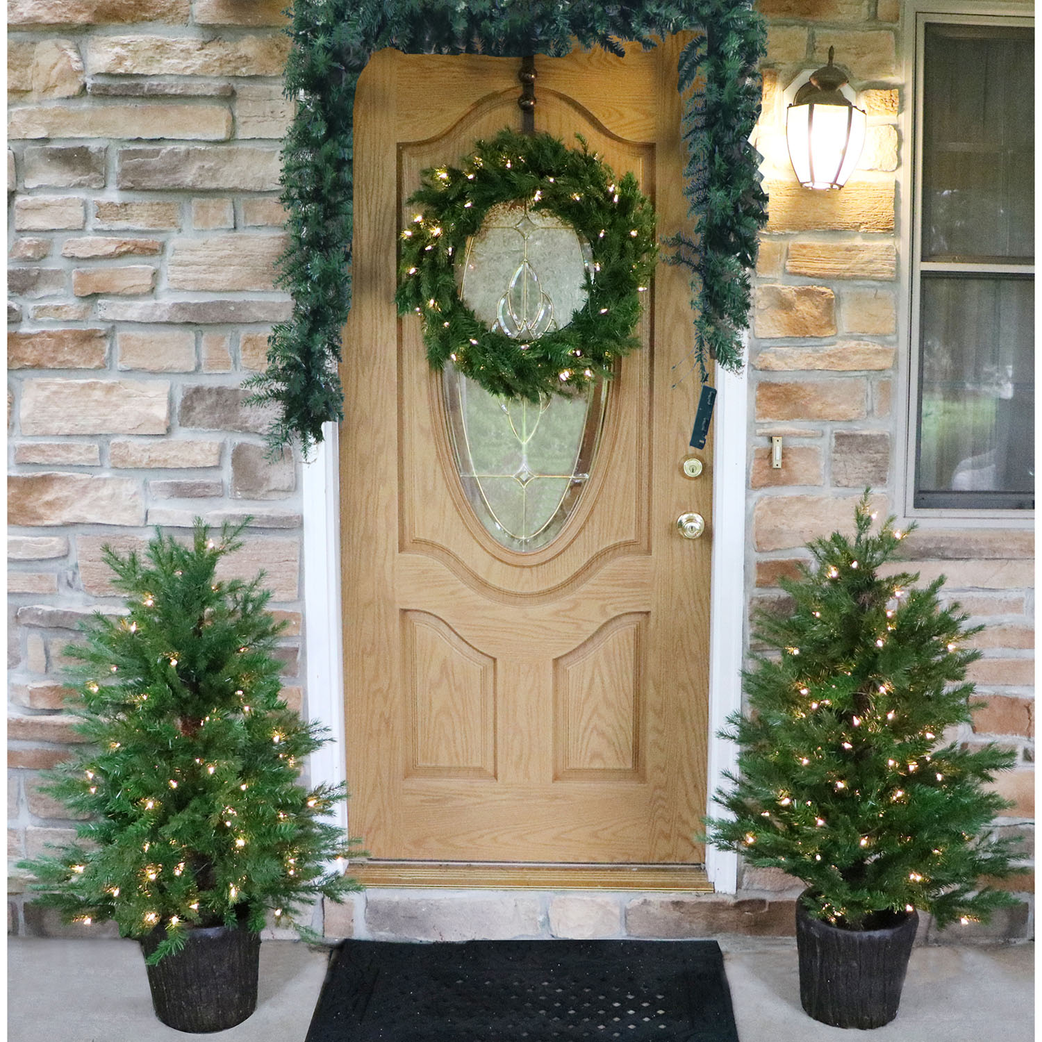 Fraser Hill Farm Set of Two New England Pine 4-Ft. Artificial Holiday Potted Trees with Smart LED Lighting - image 3 of 11