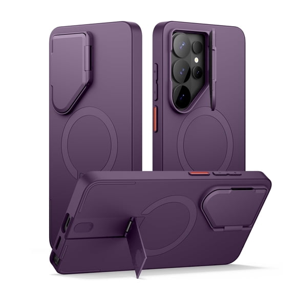 SURITCH for Samsung Galaxy S26 Ultra Phone Case, Magnetic Protective Cover with Camera Cover and Adjustable Metal Kickstand for Galaxy S26 Ultra, Purple
