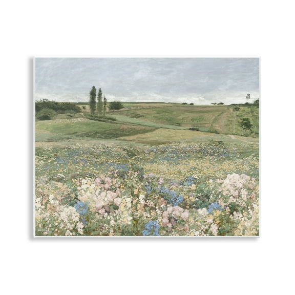 Stupell Industries Charming Pastoral Meadow View Landscape & Nature Painting Unframed Art Print Wall Art, 14 x 11