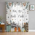 thumbnail image 3 of Sheer Curtains 96 inches Long, Happy Fall Y'all Thanksgiving Pumpkin Maple Leaf Light Filtering Sheer Window Curtains Rod Pocket Voile Drapes for Bedroom Living Room, 52"W x 96"L 2 Panels, 3 of 7
