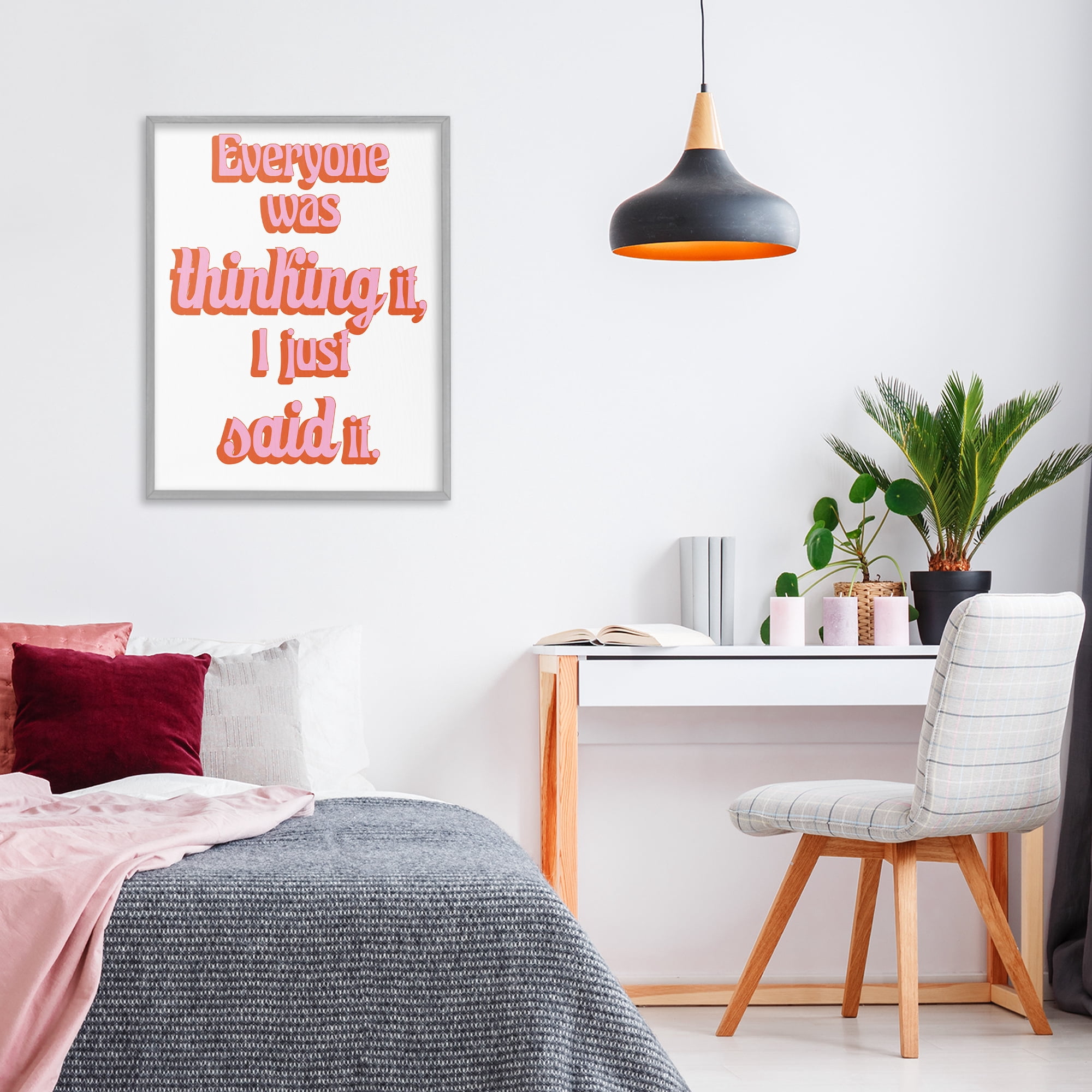 Stupell Industries Everyone Was Thinking It Gray Framed Giclee Art, design by Elizabeth Medley