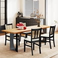 thumbnail image 2 of Costway Farmhouse Rattan Dining Chair Set of 4 Fabric Upholstered Kitchen Chairs, 2 of 10