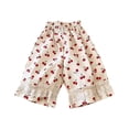 thumbnail image 6 of SGMVNU Girls Summer Cotton Pants Cute Fruit Print Lightweight Ruffle Lace Loose Baggy Elastic Waist Trousers, Size 3-4 Years, Beige-Fruit, 6 of 6