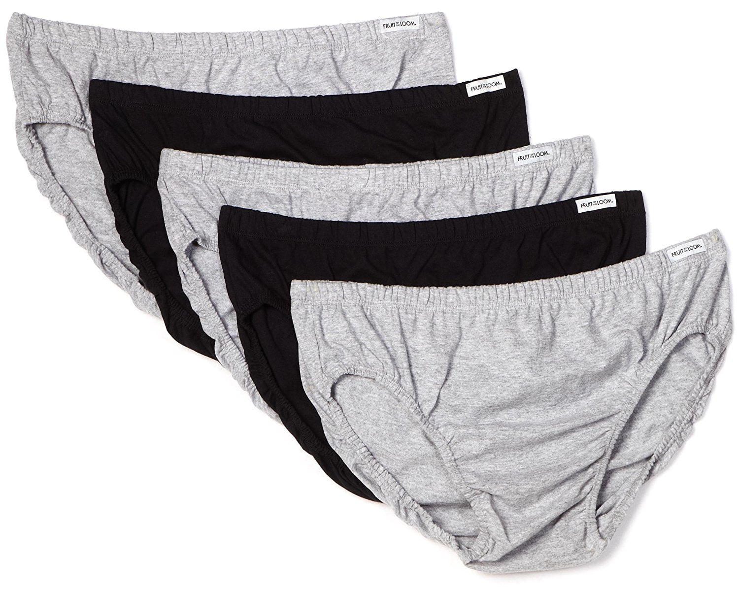 Fruit of the Loom Men's NoFly Sport Briefs, Black & Gray, Large(Pack