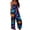 Blue, variant on Women's Halloween Jumpsuits Ghost Skeleton Halter Backless Horror Rompers Pumpkin Spiderweb Sleeveless Spooky Overalls, S