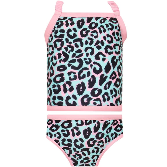 Harry Bear Girls Animal Print Tankini Blue Sizes 4-14