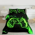 thumbnail image 2 of Manfei Gaming Queen Comforter Set,Teen Video Game Bedding Sets,Green Gamepad Bedding Comforter Set For Boys Girls,Super Cozy Bedroom Decoration Reversible,3pcs, 2 of 8
