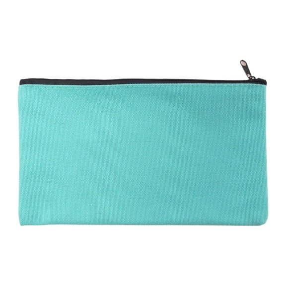 Ngheia Colored Zipper Canvas Pencil Case 12*21 Blue Cloth Black Zipper, Colorful Zipper Canvas Pencil Case Student Storage Bag Zipper Travel Cosmetic Bag Makeup Bag, a Pencil Case