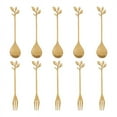thumbnail image 2 of 20Spoon+20Forks Stainless Steel Leaf Coffee Cake Spoon Fork Dessert Spoons, Stirring Teaspoon Set Golden, 2 of 7
