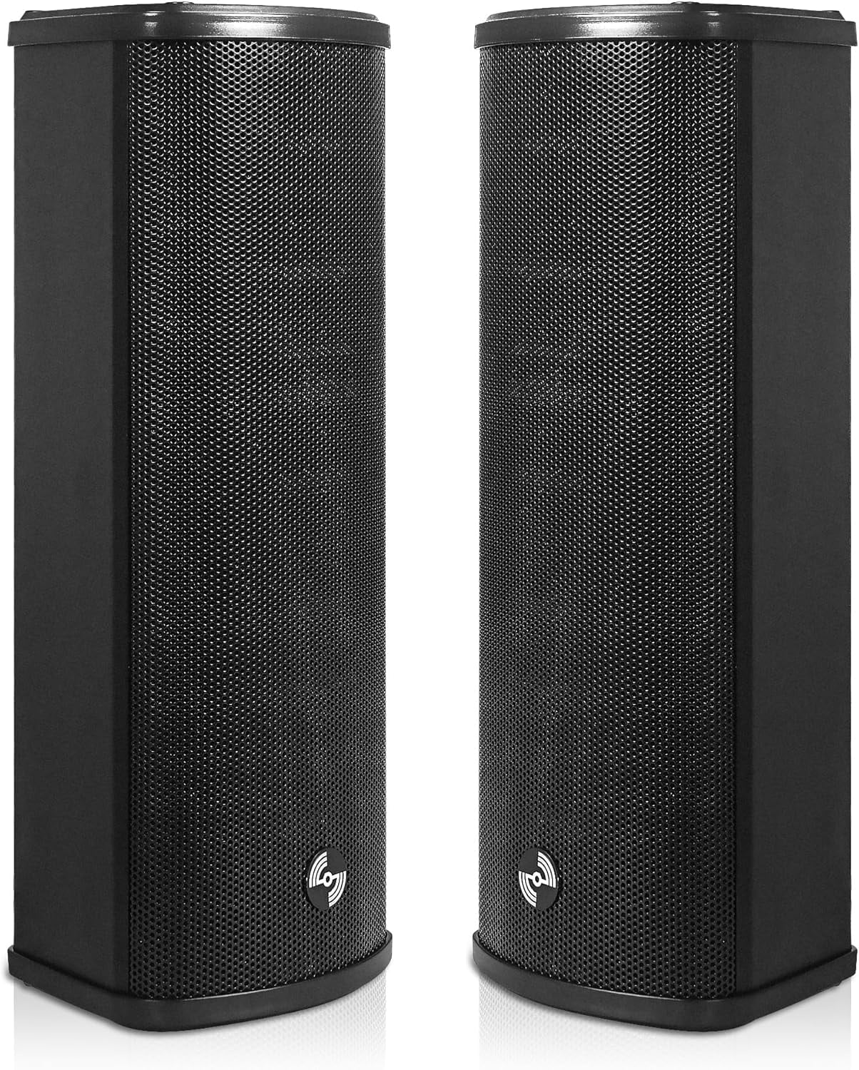 Sound Town Commercial Restaurant Bluetooth Amplifier + Column Speaker Set, with One 6-Zone 70V/100V Amplifier with Bluetooth, 4 x All-Weather Dual 5-Inch Column Speakers, Black (PAC180X4CL25B)