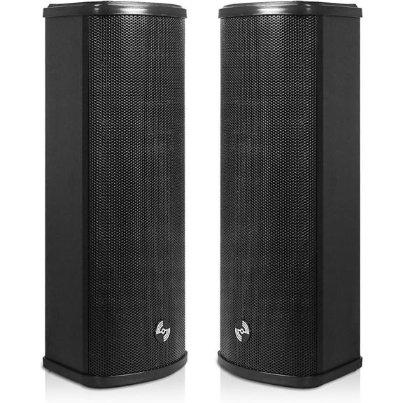 Sound Town Pair of 70V/100V Dual 5" Weather-Resistant Column Array Passive Speakers, with IP55-rated Aluminum Enclosure, for Home & Commercial Installations, Indoor & Outdoor, Black(TARVOS-CL25B-PAIR)