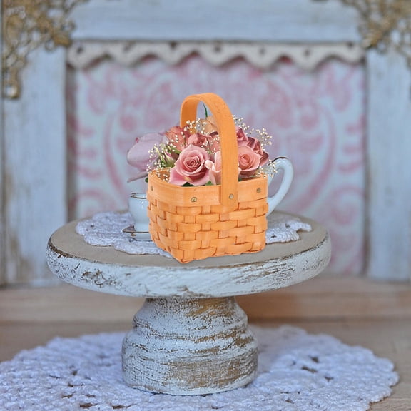 FOMIYES 2Pcs Mini Bamboo Woven Basket with Handle for Party Favors and Candy Storage Light Brown
