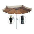 thumbnail image 2 of 10ft Heavy-Duty Round Outdoor Market Patio Umbrella w/Steel Pole, Push Button Tilt, Easy Crank Lift - Brown, 2 of 5