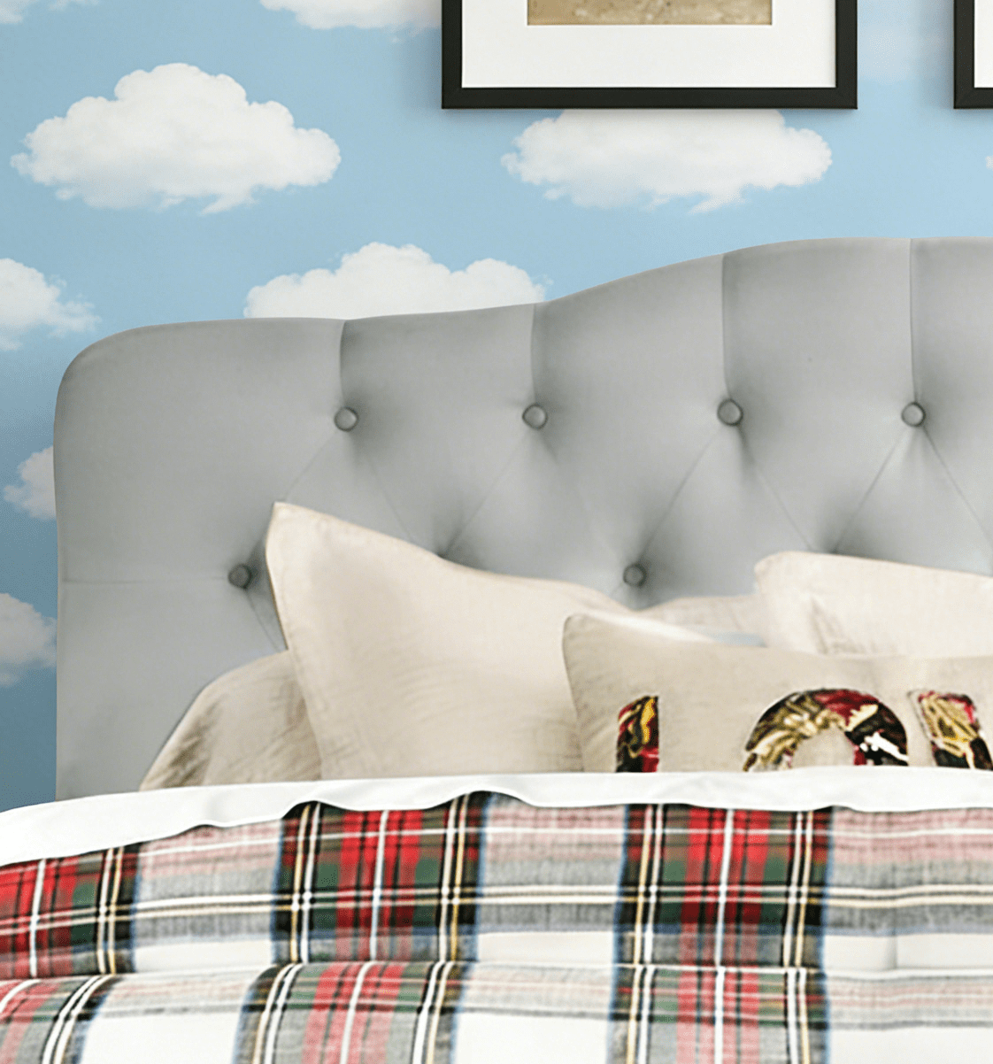 Shengchao Trade Tufted Upholstered Headboard Full Size, Sturdy and Durable Solid Wood headboard, Fabric Headboard Adjustable Height from 34” to 51”, Modern Button Diamond Design Head Board, Gray