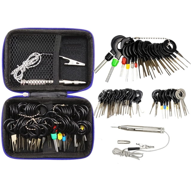 AUTOXBERT Terminal Removal Tool Kit 52Pcs Terminal Ejector Kit for Car with Circuit Tester and Storage Case Pin Extractor Tool Set Puller Repair Key Removal Tools for Most Connector Terminal